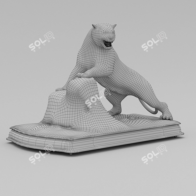 Bronze Roaring Tiger Sculpture 3D model image 8