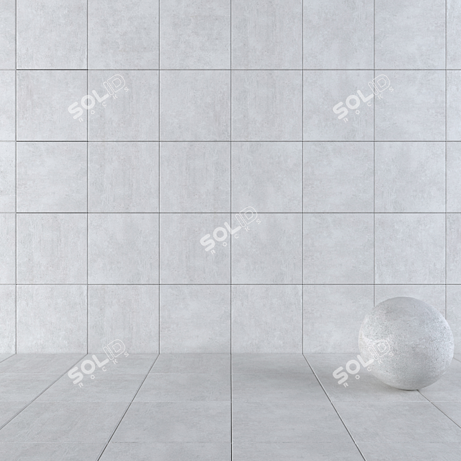 Cemento White Concrete Tiles: Modern Elegance for Your Walls 3D model image 1