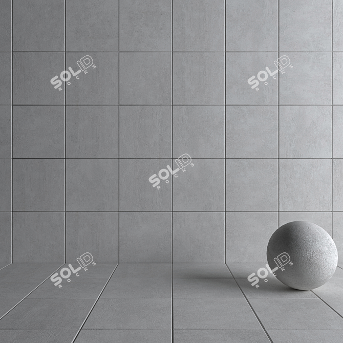 Cemento White Concrete Tiles: Modern Elegance for Your Walls 3D model image 4