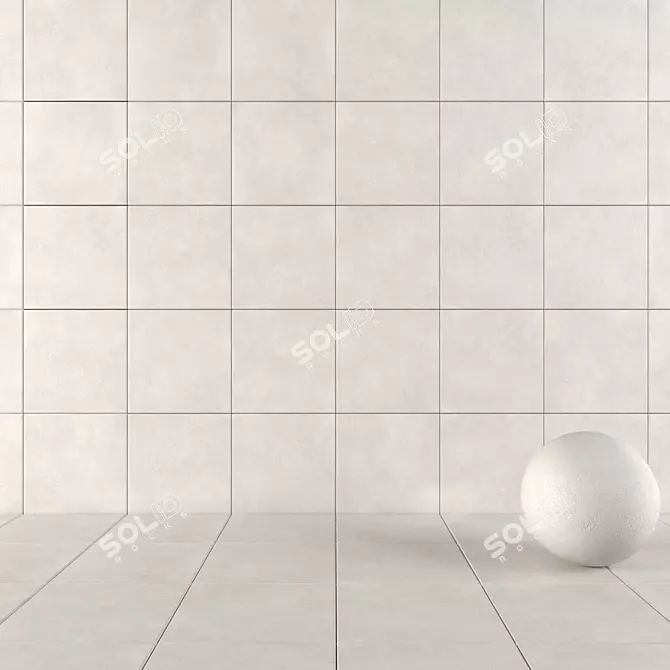 Core Gray Concrete Wall Tiles 3D model image 1