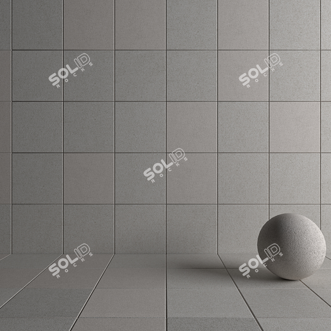 Euro Greige Concrete Wall Tiles: Multi-Texture Set 3D model image 4
