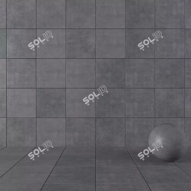 Anthracite Concrete Wall Tiles: Modern Home Décor 3D model image 1