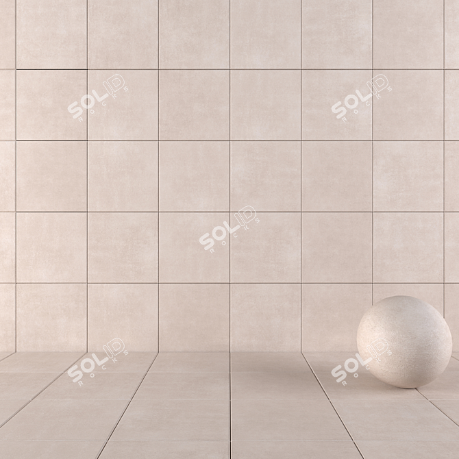 Beige Concrete Wall Tiles: Home Collection 3D model image 1