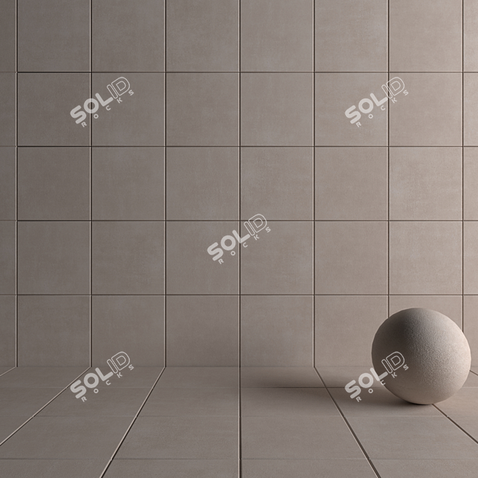 Beige Concrete Wall Tiles: Home Collection 3D model image 4