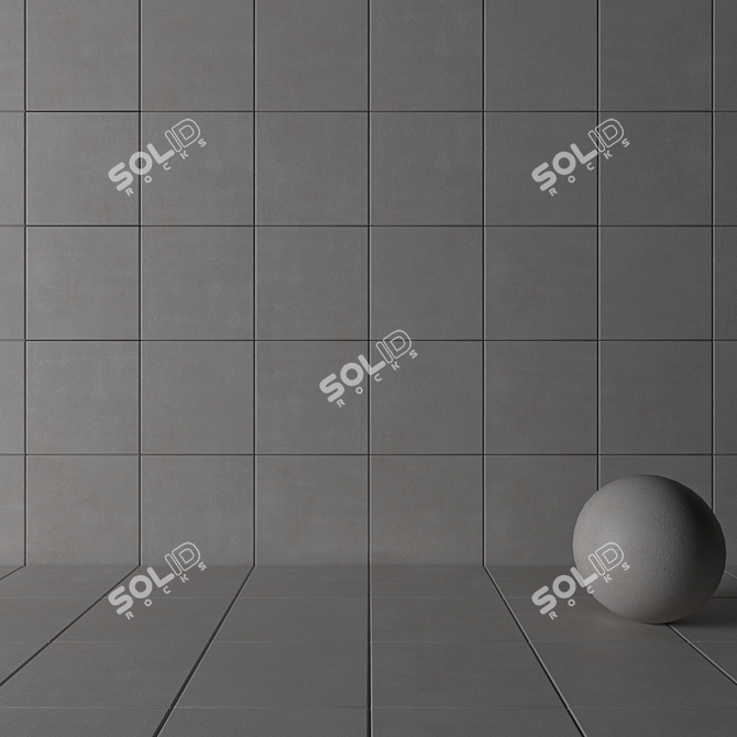 Gray Home Concrete Wall Tiles 3D model image 3