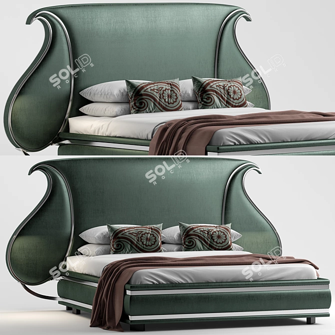 Sleek Buta Design Bed 3D model image 1