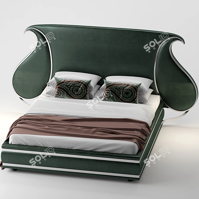 Sleek Buta Design Bed 3D model image 2