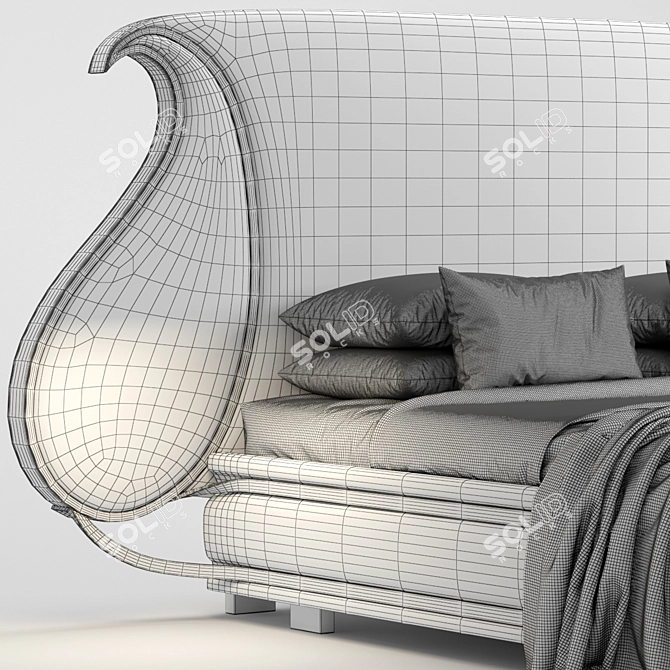 Sleek Buta Design Bed 3D model image 4