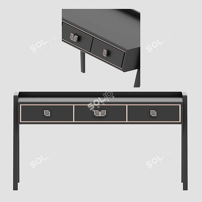 Spacious Modern Desk: 148cm x 59.5cm x 79cm 3D model image 2