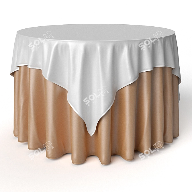 Oriental Round Tablecloth - Elegant Dining Solution 3D model image 1