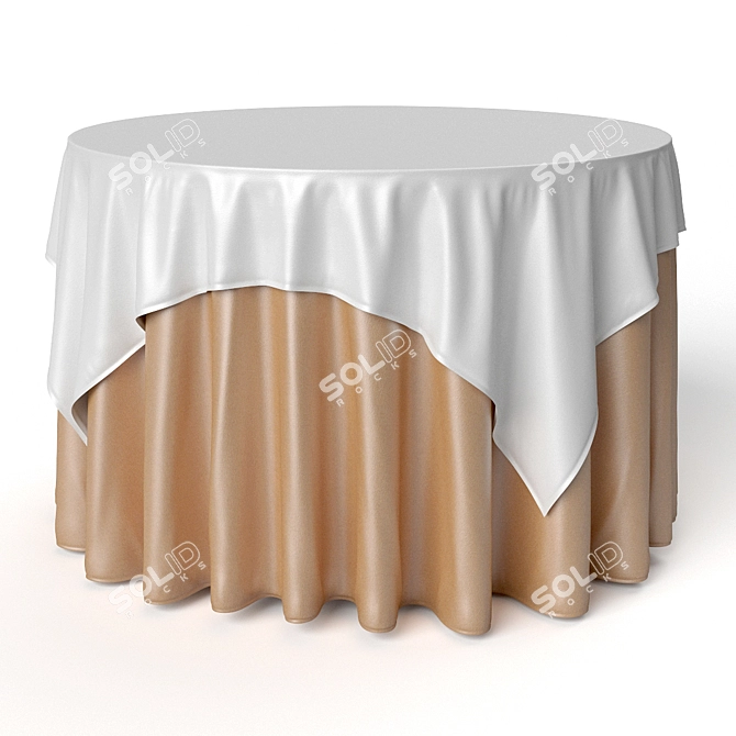 Oriental Round Tablecloth - Elegant Dining Solution 3D model image 2