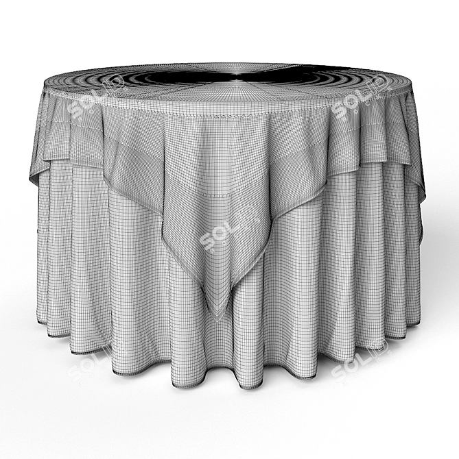 Oriental Round Tablecloth - Elegant Dining Solution 3D model image 3