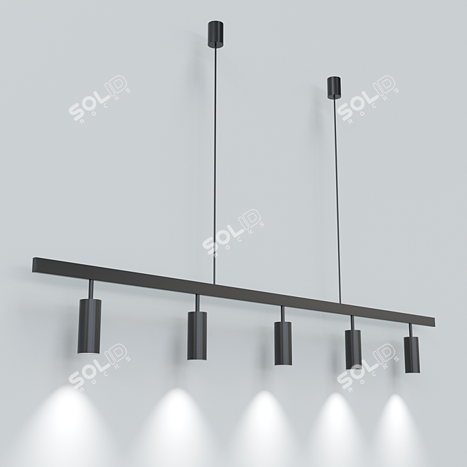 ModernLong Lamp with Shade Cylinders 3D model image 1