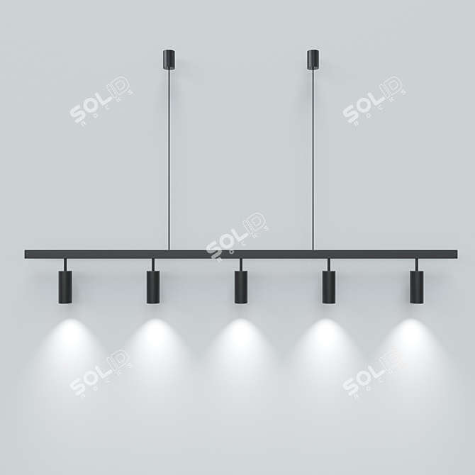 ModernLong Lamp with Shade Cylinders 3D model image 2