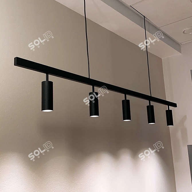 ModernLong Lamp with Shade Cylinders 3D model image 3