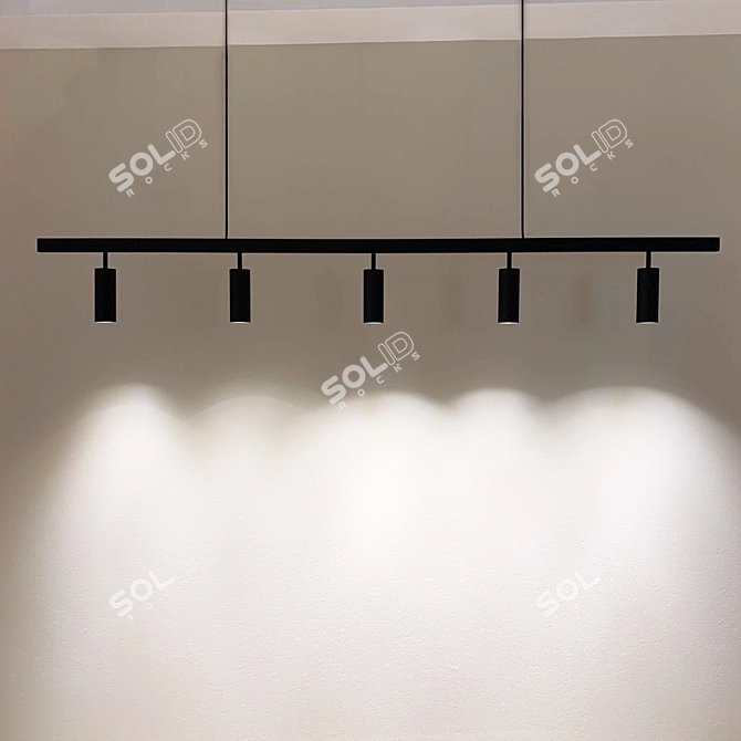 ModernLong Lamp with Shade Cylinders 3D model image 5
