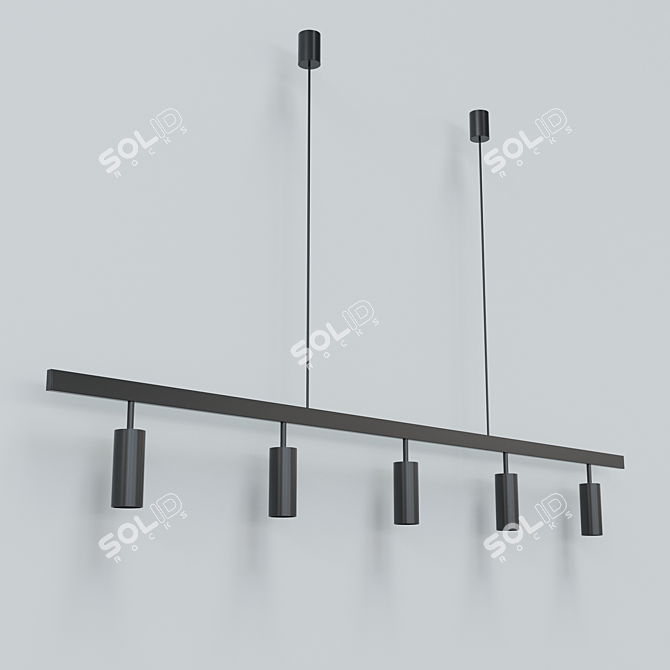 ModernLong Lamp with Shade Cylinders 3D model image 6