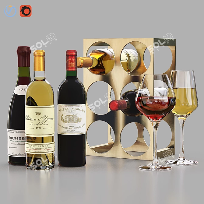 Sleek Metal Wine Rack: Stylish Storage Solution 3D model image 1