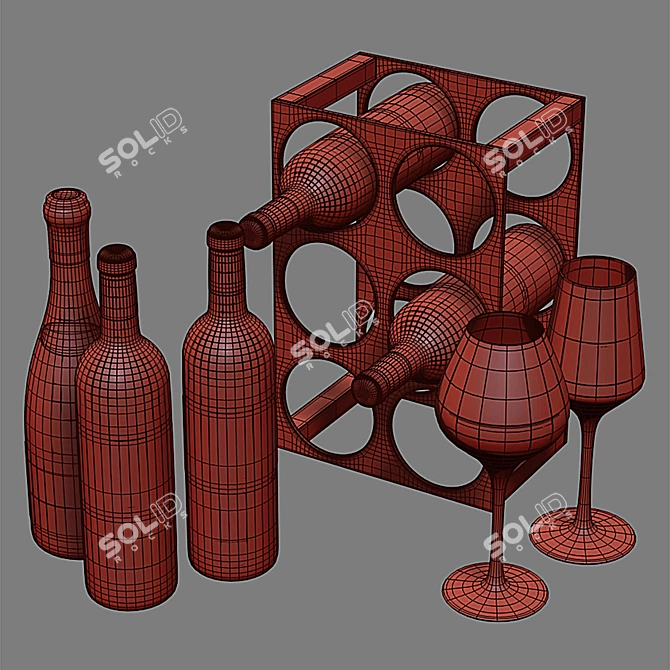 Sleek Metal Wine Rack: Stylish Storage Solution 3D model image 3