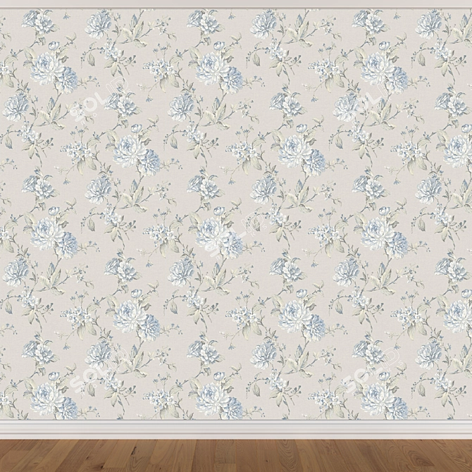 Seamless Wallpaper Set: 3 Colors 3D model image 2