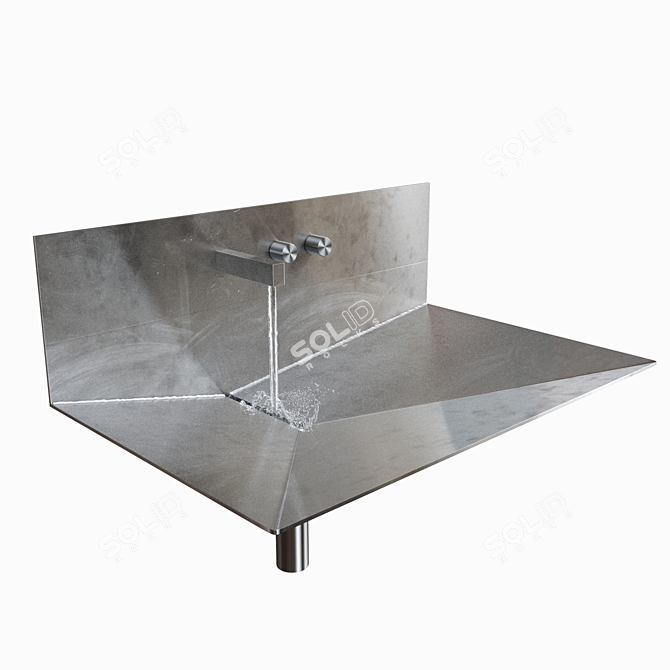 Elegant Wall Mount Stainless Steel Sink 3D model image 2