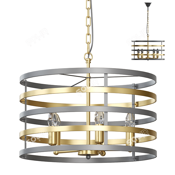 Elegant Metal Ring Chandelier 3D model image 1