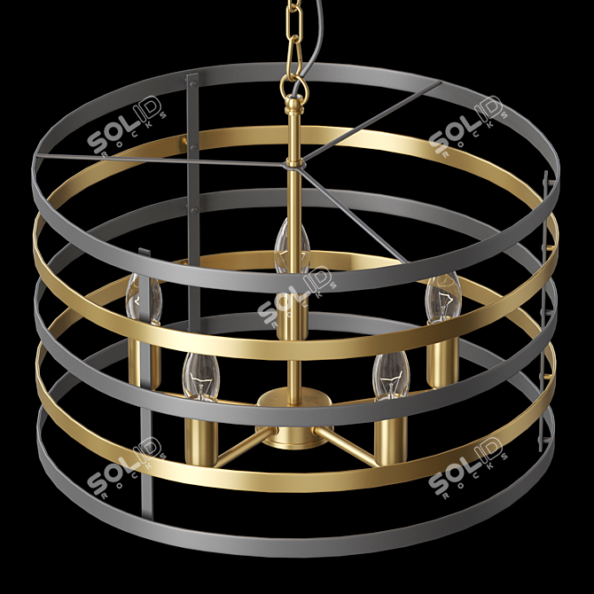 Elegant Metal Ring Chandelier 3D model image 2