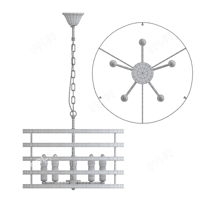 Elegant Metal Ring Chandelier 3D model image 3