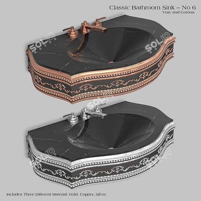 Elegant Wash Basin Set 3D model image 2