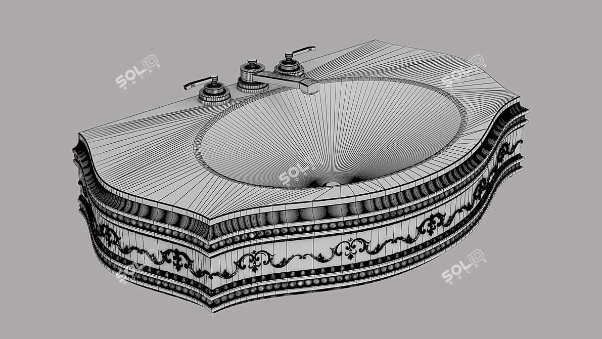 Elegant Wash Basin Set 3D model image 3