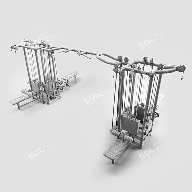 Black Cable Gym Fitness Set 3D model image 3