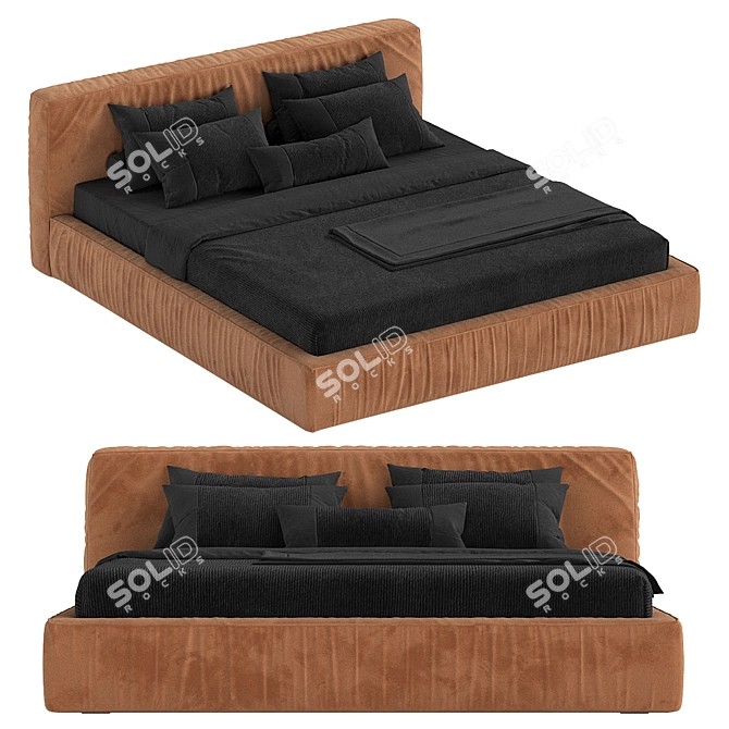 Jupiter Slim Bed: Comfy Camel Elegance 3D model image 1