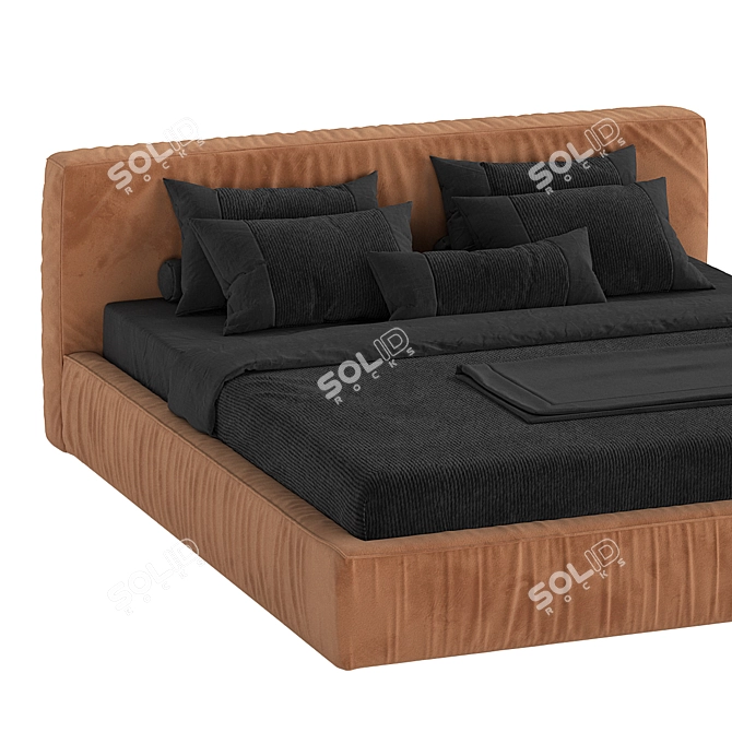 Jupiter Slim Bed: Comfy Camel Elegance 3D model image 3