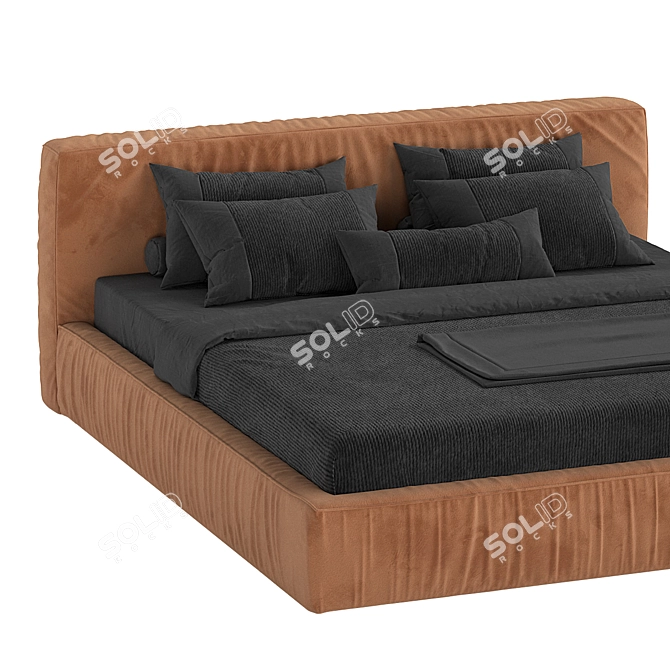 Jupiter Slim Bed: Comfy Camel Elegance 3D model image 8