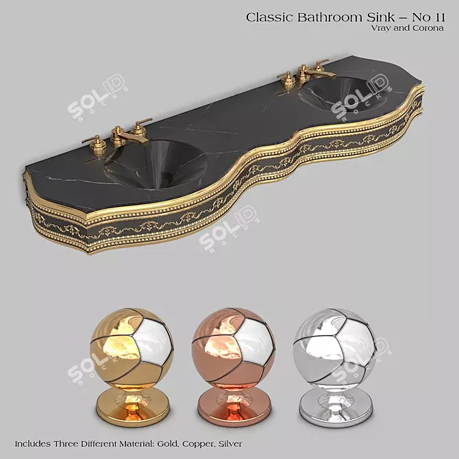 Vintage Wash Basin Set 3D model image 1