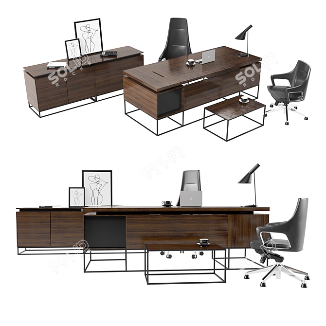 Executive Office Desk Manager 3D model image 1
