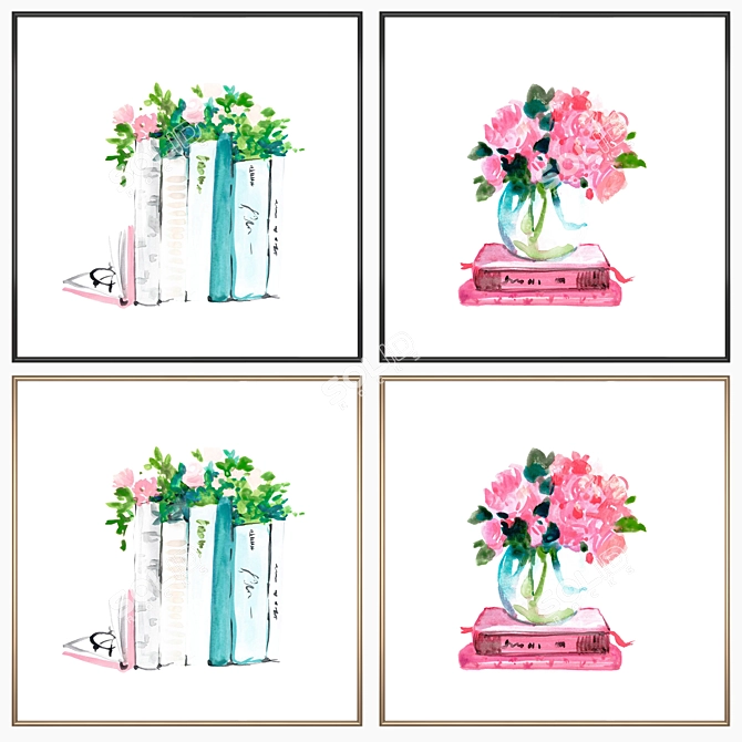 Modern Wall Art Set with Multiple Frames 3D model image 2