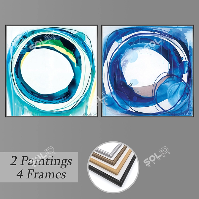 Artful Frames and Paintings Set 3D model image 1