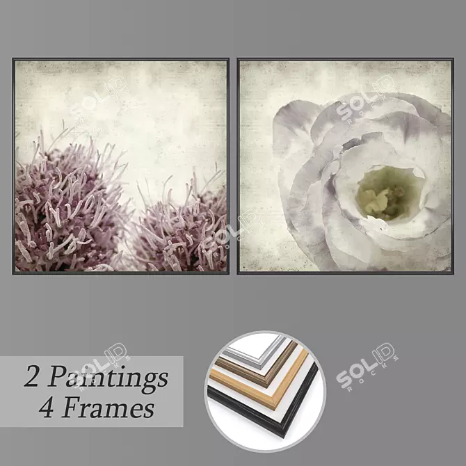 Artistic Wall Paintings Set 3D model image 1