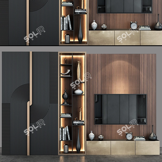 Modern TV Wall Set 76 3D model image 1