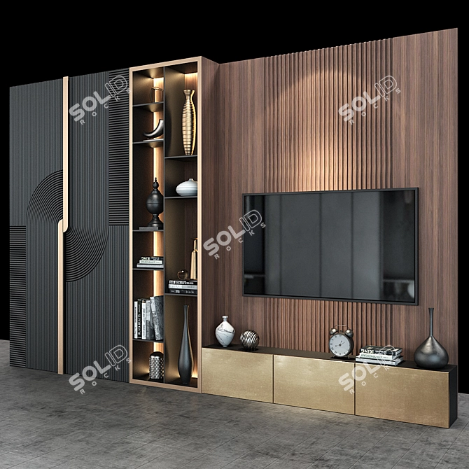 Modern TV Wall Set 76 3D model image 2