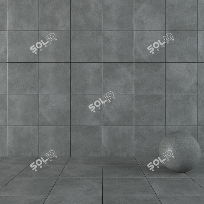 Anthracite Concrete Wall Tiles: Modern Elegance 3D model image 1