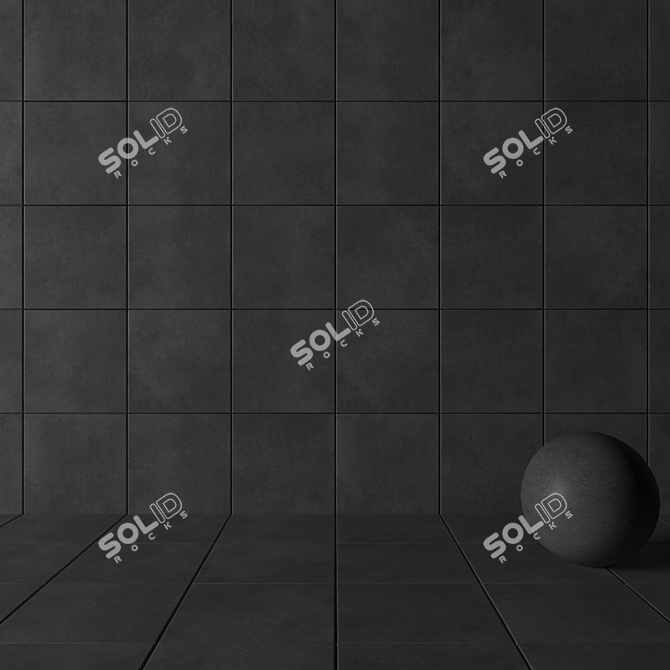 Anthracite Concrete Wall Tiles: Modern Elegance 3D model image 3