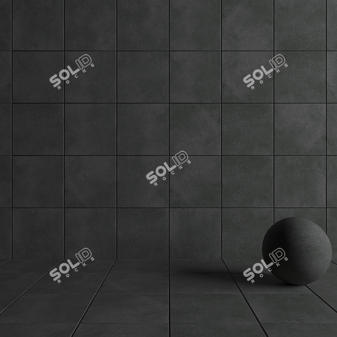 Anthracite Concrete Wall Tiles: Modern Elegance 3D model image 4