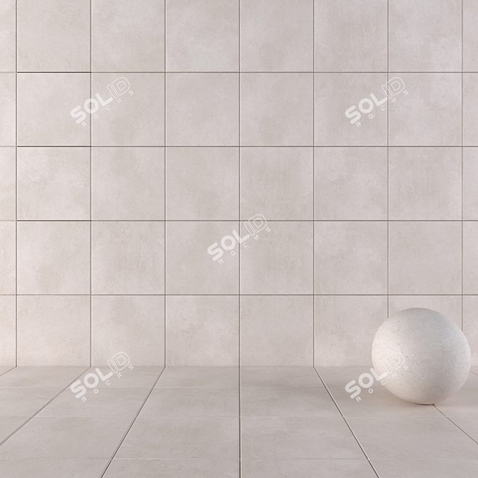 Concrete Beige Wall Tiles: Modern & Durable 3D model image 1