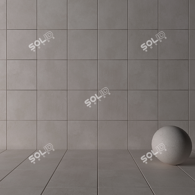 Concrete Beige Wall Tiles: Modern & Durable 3D model image 3