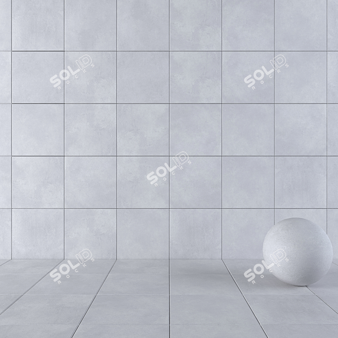 Concrete Grey Wall Tiles: Stylish and Durable 3D model image 1