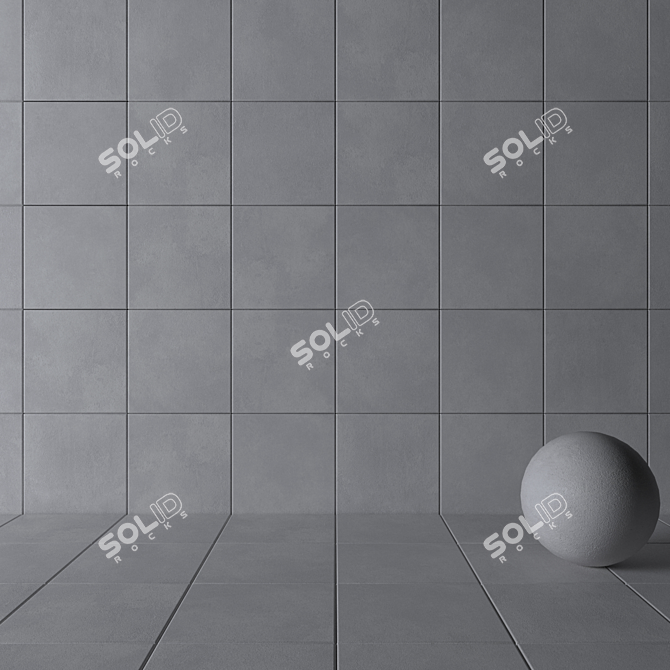 Concrete Grey Wall Tiles: Stylish and Durable 3D model image 3