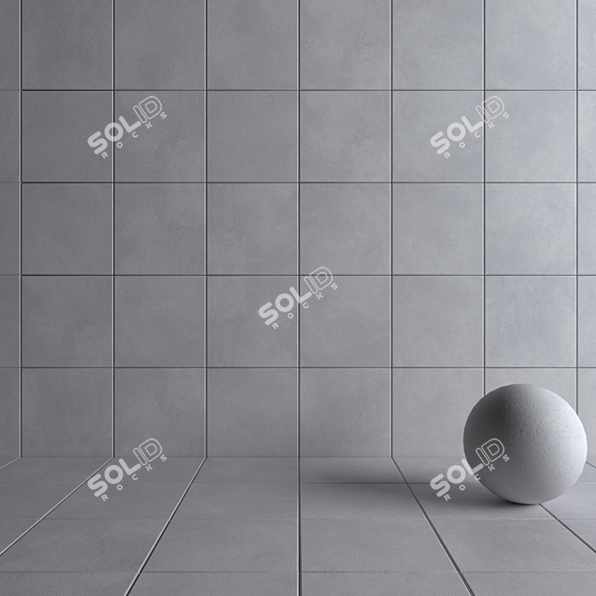 Concrete Grey Wall Tiles: Stylish and Durable 3D model image 4