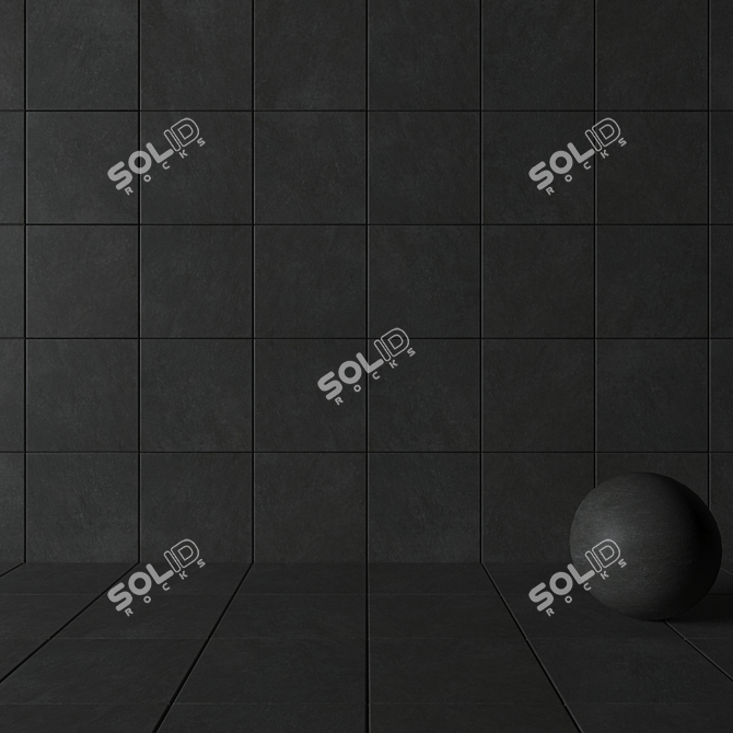 Cumulus Black Concrete Wall Tiles 3D model image 3